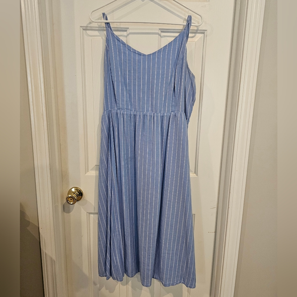 Old Navy Light Blue Pinstripe Dress
